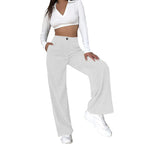 Pantalon en Velours Côtelé avec Taille Haute et Coupe Large pour Femme | Idéal pour Quotidien et Sorties