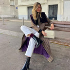 Trench-Coat à Motif Carreaux avec Poches Plaquées pour Femmes | Ideal for Mi-Saison et Usage Quotidien