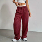 Pantalon Large À Rayures Verticales Avec Taille Élastiquée Pour Femme | Idéal Pour Tenues Quotidiennes