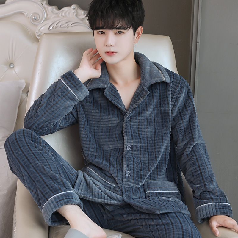 Pyjama Deux Pièces pour Homme avec Haut à Manches Longues et Pantalon | Idéal pour l’Hiver et l’Automne
