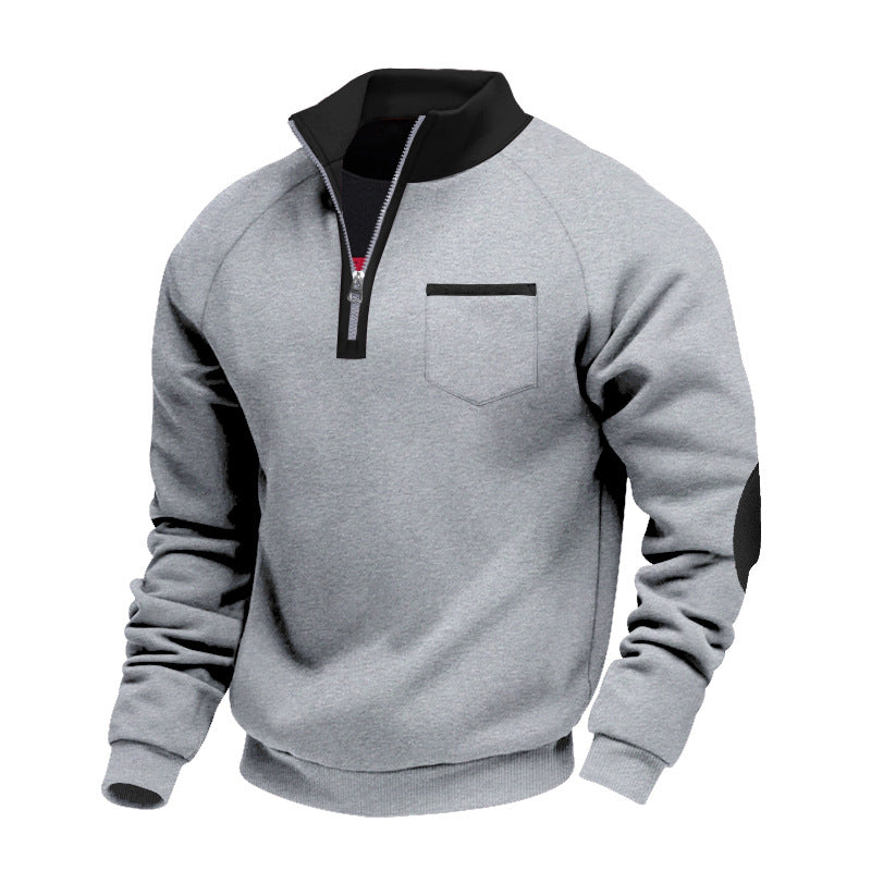 Sweatshirt À Col Zippé Quart Avec Poches Poitrine Pour Adultes | Idéal Pour Saisons Fraîches