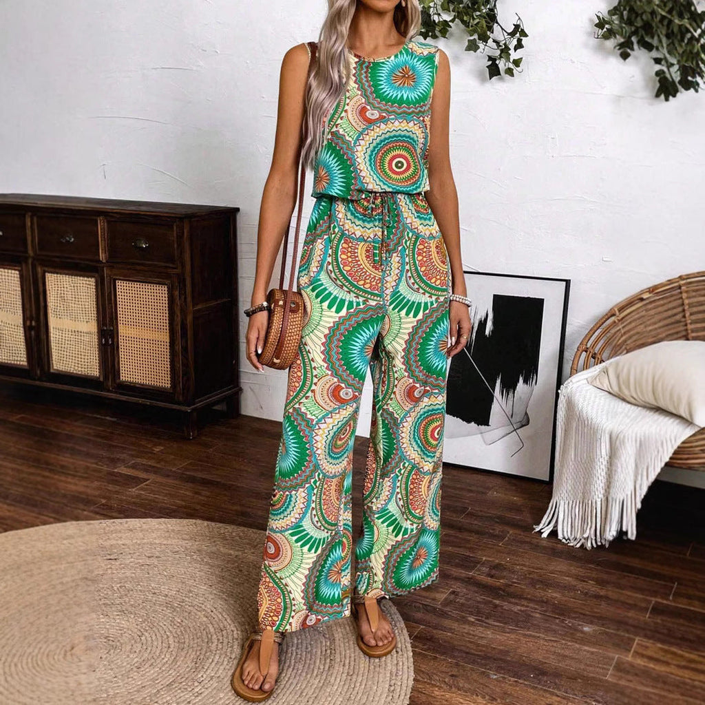 Combinaison Avec Motif Imprimé Et Taille Élastique Pour Femme | Idéal Pour L’été