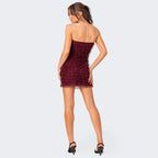 Robe Mini à Volants Superposés et Coupe Ajustée Sans Bretelles pour Femme | Idéale pour les Soirées et Occasions Festives