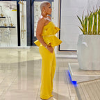 Combinaison Sans Épaules Avec Volants À La Taille Et Coupe Ajustée Pour Femme | Idéal Pour Occasions Formelles