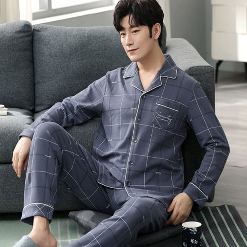 Pyjama Deux Pièces pour Homme avec Haut à Manches Longues et Pantalon | Idéal pour le Printemps, l’Automne et l’Hiver