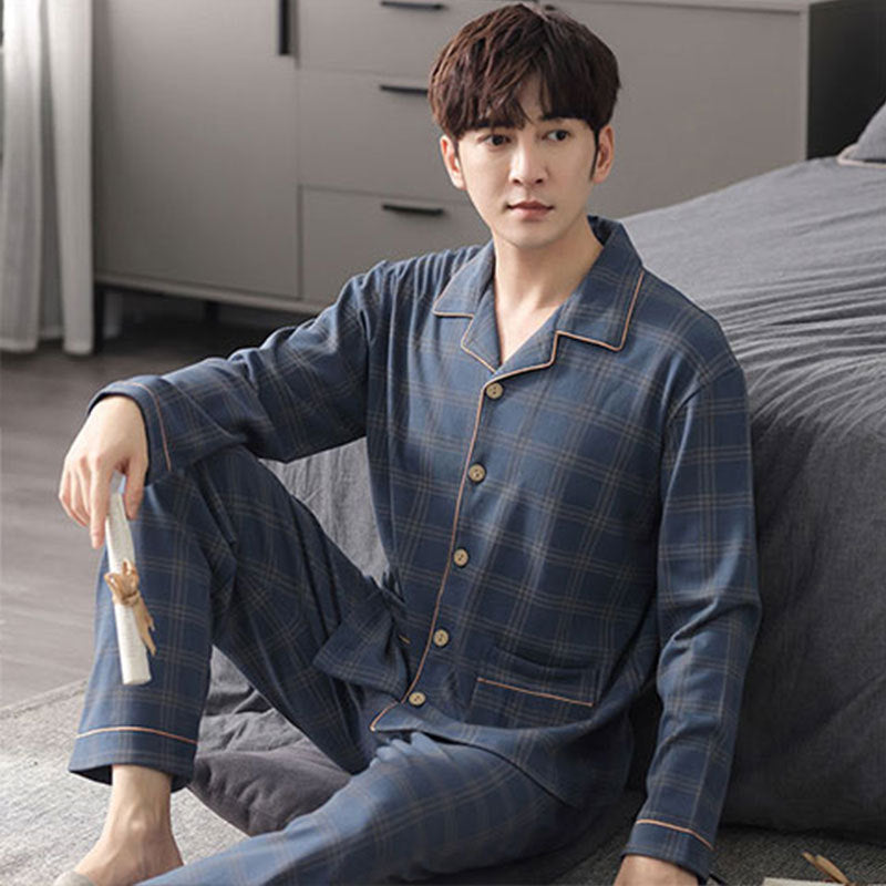 Pyjama Deux Pièces pour Homme avec Haut à Manches Longues et Pantalon | Idéal pour le Printemps, l’Automne et l’Hiver