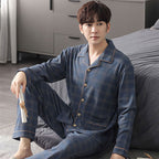Pyjama Deux Pièces pour Homme avec Haut à Manches Longues et Pantalon | Idéal pour le Printemps, l’Automne et l’Hiver
