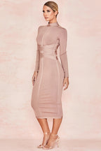 Robe Midi avec Col Montant et Coupe Ajustée pour Femmes | Idéale pour les Occasions Quotidiennes et Professionnelles