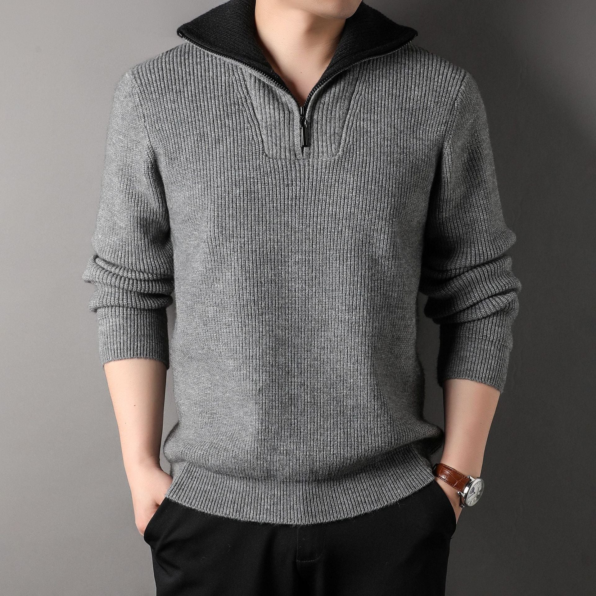 Pull à Col Montant avec Fermeture Demi-Zip pour Adulte | Idéal pour l’Automne et l’Hiver