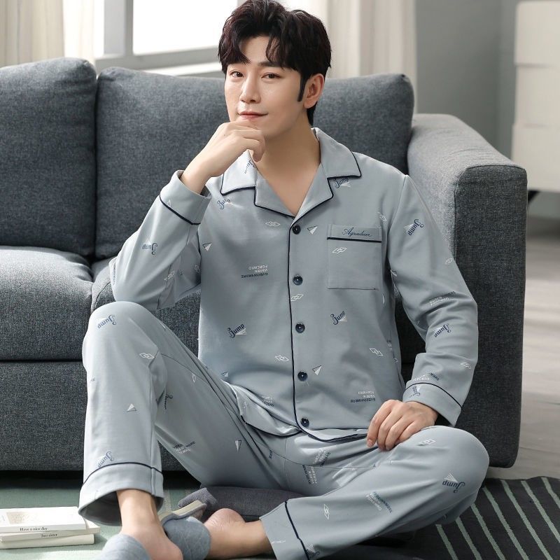 Pyjama Deux Pièces pour Homme avec Haut à Manches Longues et Pantalon | Idéal pour le Printemps, l’Automne et l’Hiver