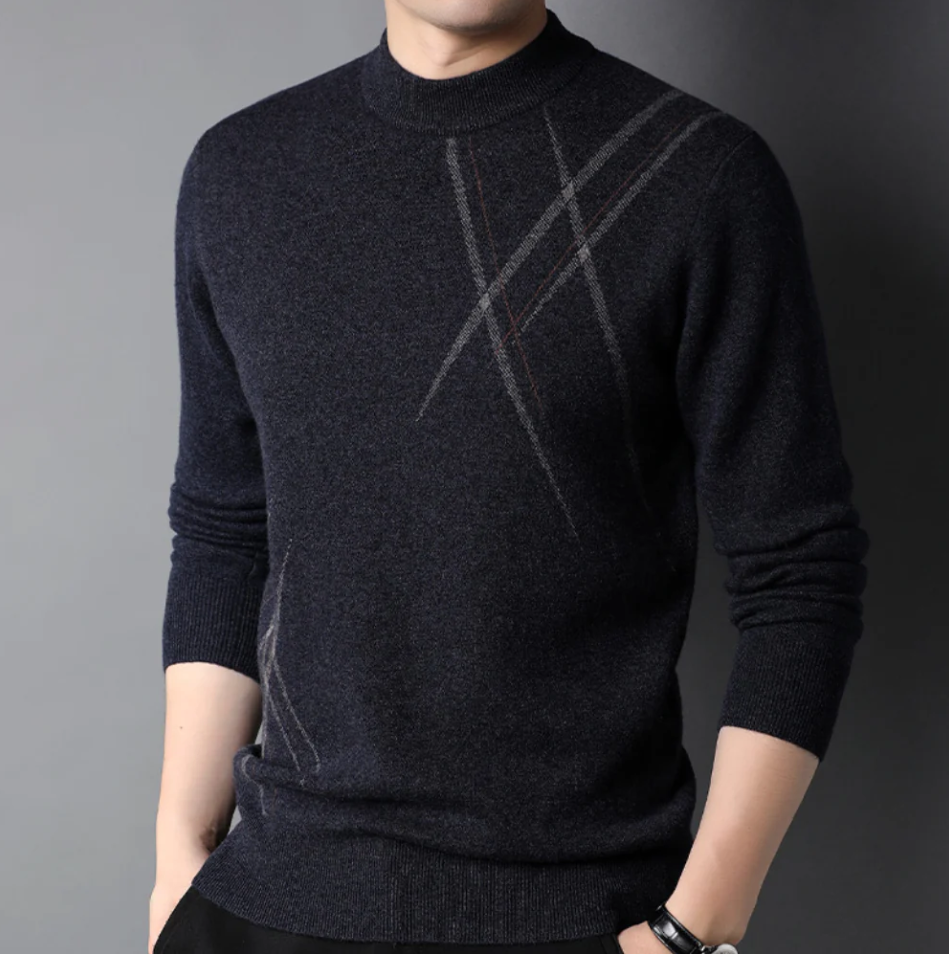 Pull À Col Côtelé Avec Motif Subtil Pour Homme | Idéal Pour Une Utilisation Tout Au Long De L’Année