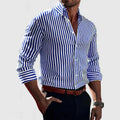 Chemise Rayée À Manches Longues avec Coupe Classique pour Homme | Idéale pour Le Bureau Ou Les Loisirs