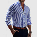 Chemise Rayée À Manches Longues avec Coupe Classique pour Homme | Idéale pour Le Bureau Ou Les Loisirs