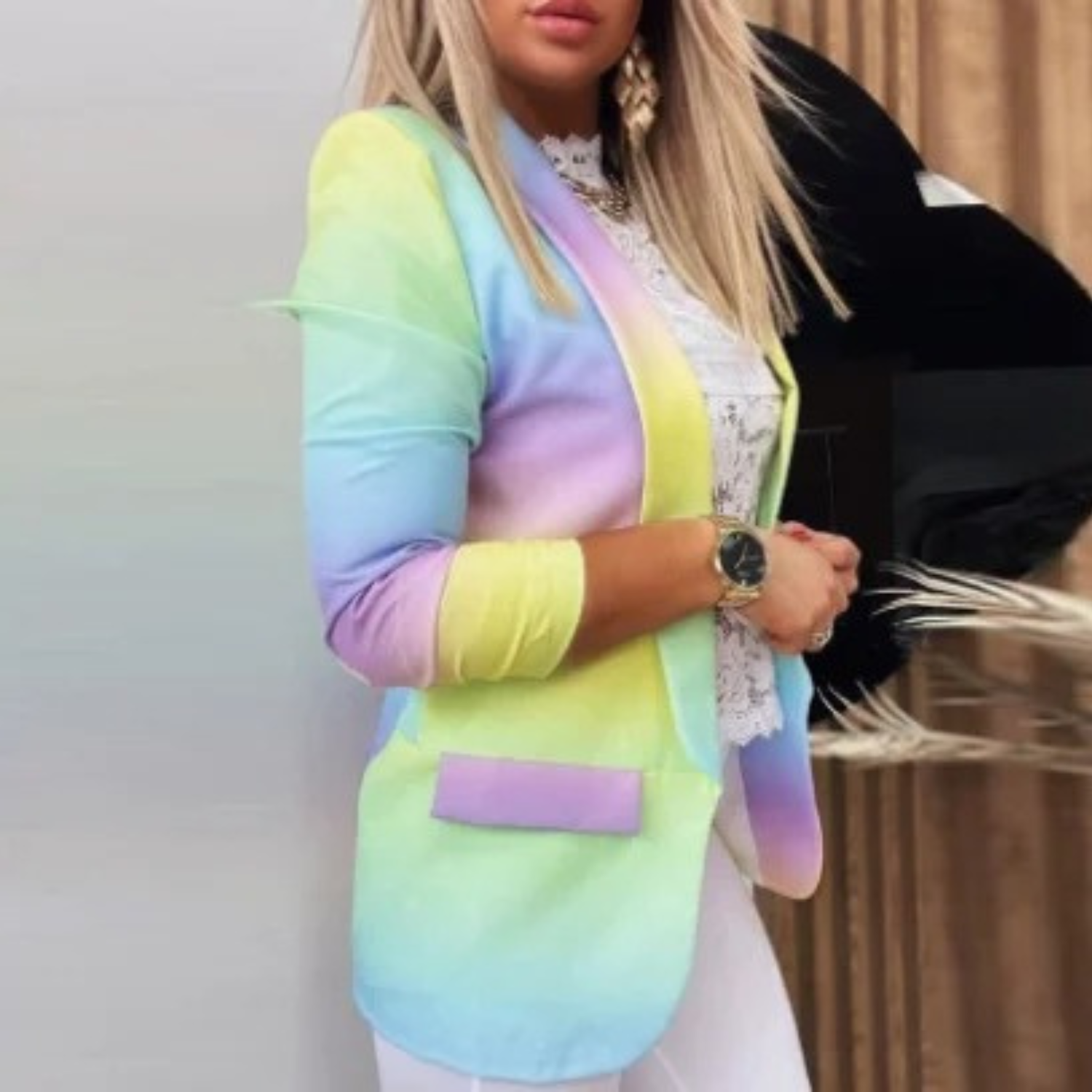 Blazer À Revers Avec Motif Pour Femme | Idéal Pour Le Travail Et Les Occasions Informelles