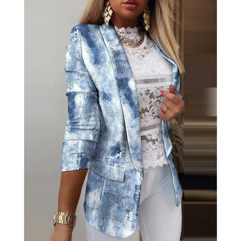 Blazer À Revers Avec Motif Pour Femme | Idéal Pour Le Travail Et Les Occasions Informelles