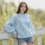 Pull à Manches Longues avec Détails en Dentelle pour Femme | Idéal pour la Mi-Saison