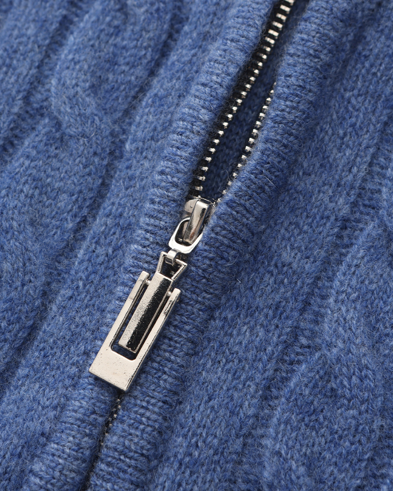 Pull pour Homme avec Col Zippé et Motif en Torsades | Idéal pour l’Hiver