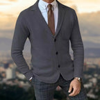 Blazer En Maille À Coupe Ajustée Avec Fermeture Boutonnée Pour Hommes | Idéal Pour Bureau Et Sorties