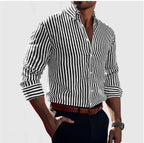 Chemise Rayée À Manches Longues avec Coupe Classique pour Homme | Idéale pour Le Bureau Ou Les Loisirs