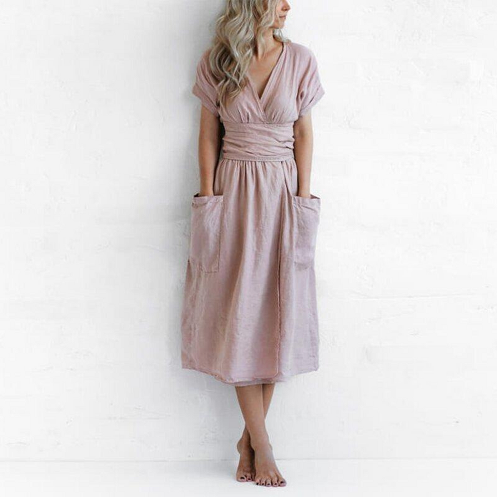 Robe Midi Portefeuille Avec Taille Ajustable Pour Femme | Idéale Pour Les Sorties Décontractées Et Occasions