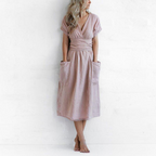 Robe Midi Portefeuille Avec Taille Ajustable Pour Femme | Idéale Pour Les Sorties Décontractées Et Occasions