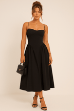 Robe Midi Sans Manches Avec Coupe Droite Pour Femme | Idéale Pour La Journée Et Le Bureau
