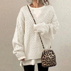 Pull Oversize à Col Rond Court pour Femme avec Manches Longues | Idéal pour l’Hiver