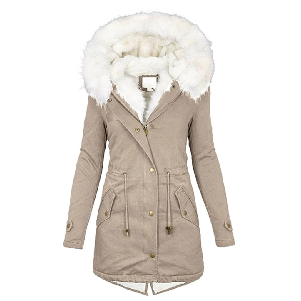 Manteau d’Hiver Long avec Capuche et Col en Fausse Fourrure pour Femme | Idéal par Temps Froid