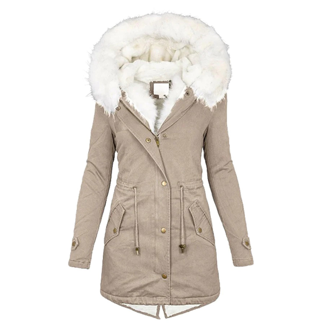 Manteau d’Hiver Long avec Capuche et Col en Fausse Fourrure pour Femme | Idéal par Temps Froid