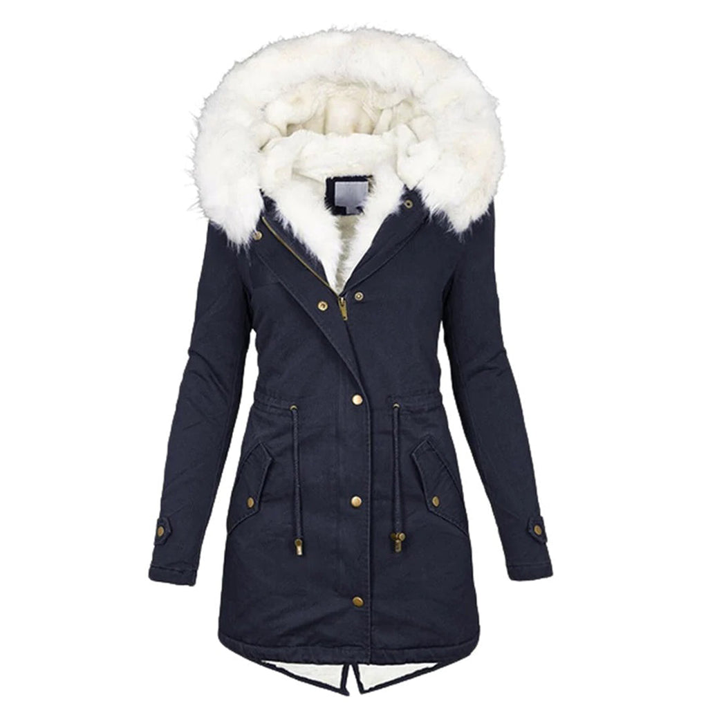 Manteau d’Hiver Long avec Capuche et Col en Fausse Fourrure pour Femme | Idéal par Temps Froid