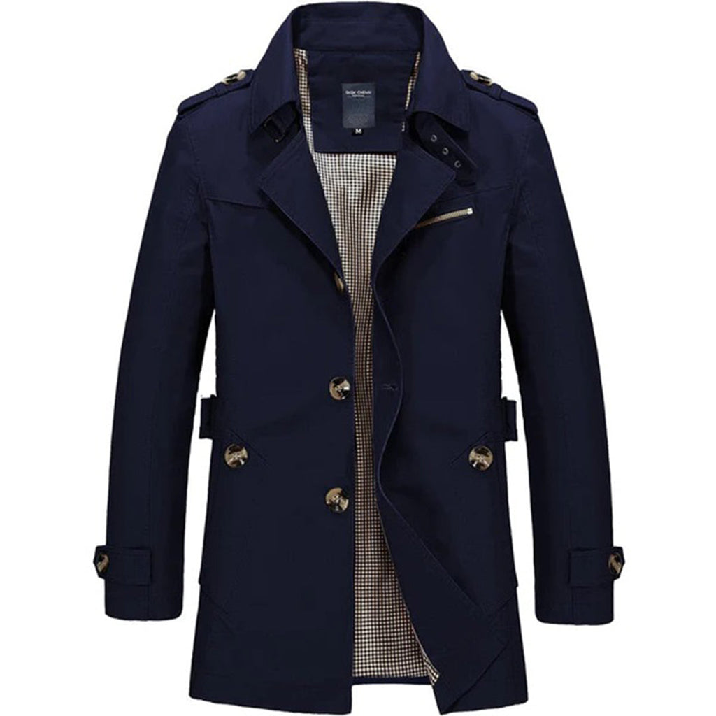 Trench-Coat Long avec Col Haut pour Homme | Idéal pour Automne et Printemps