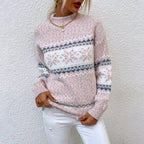 Pull à Motif Flocon de Neige pour Femme avec Col Montant | Idéal pour l’Hiver
