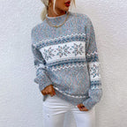 Pull à Motif Flocon de Neige pour Femme avec Col Montant | Idéal pour l’Hiver