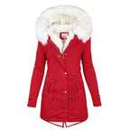 Manteau d’Hiver Long avec Capuche et Col en Fausse Fourrure pour Femme | Idéal par Temps Froid