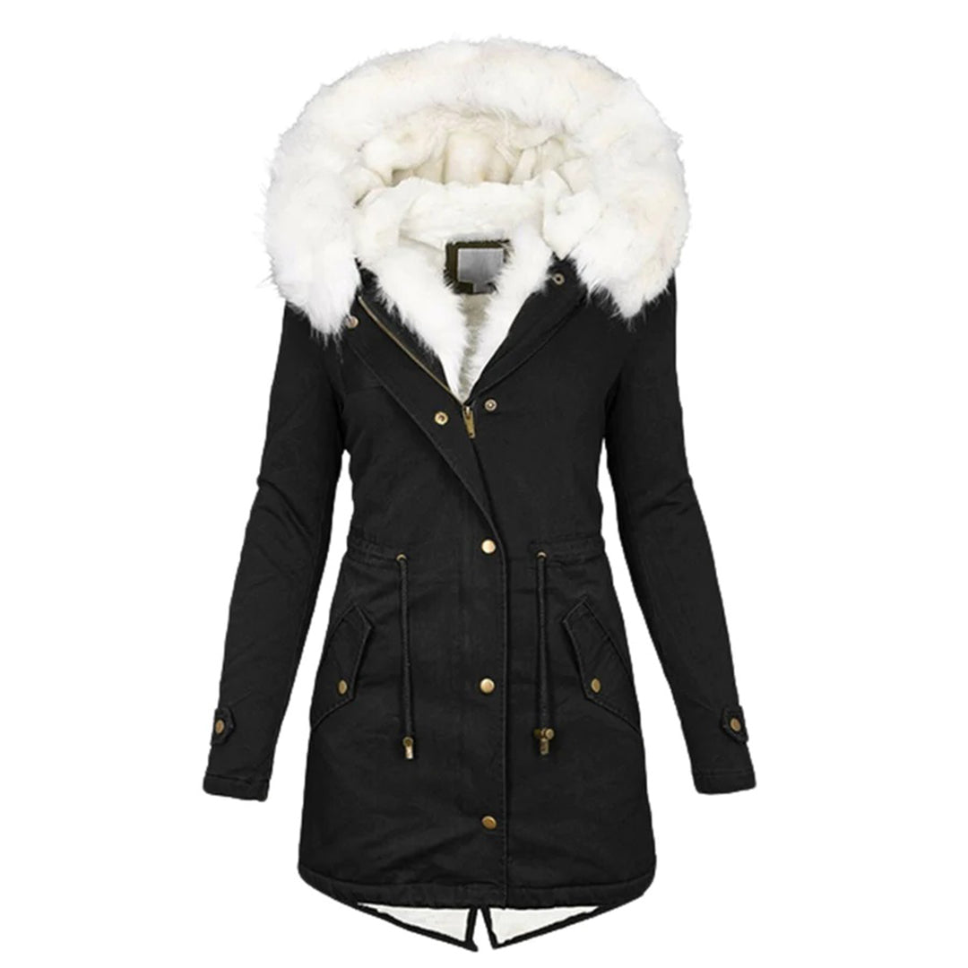 Manteau d’Hiver Long avec Capuche et Col en Fausse Fourrure pour Femme | Idéal par Temps Froid