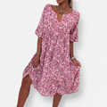 Robe Mi-Longue Avec Imprimé Floral Et Col En V Pour Femmes | Idéale Pour Les Journées D’été