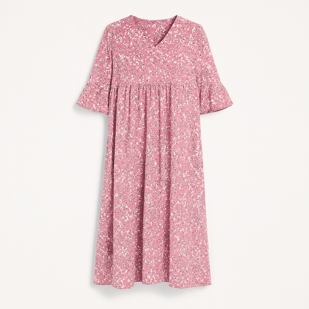 Robe Mi-Longue Avec Imprimé Floral Et Col En V Pour Femmes | Idéale Pour Les Journées D’été