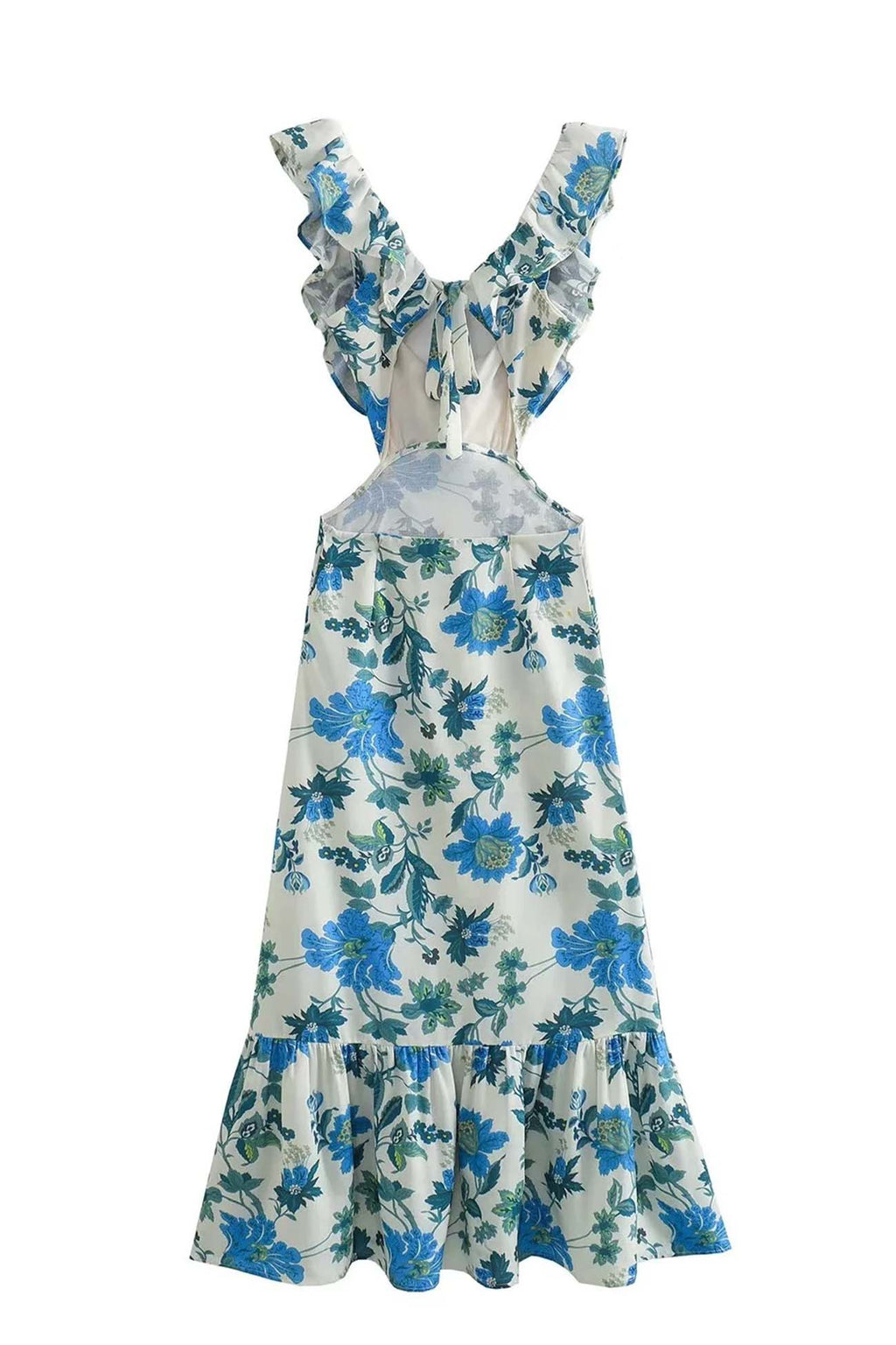 Robe Longue Avec Détails À Volants Et Motif Floral Pour Femme | Idéale Pour Le Jour Et La Soirée