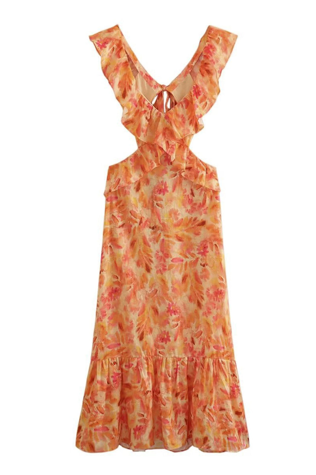 Robe Longue Avec Détails À Volants Et Motif Floral Pour Femme | Idéale Pour Le Jour Et La Soirée