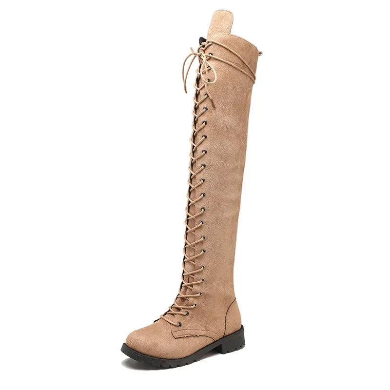 Bottes au-Dessus du Genou avec Laçage pour Femme | Idéal pour Usage Quotidien