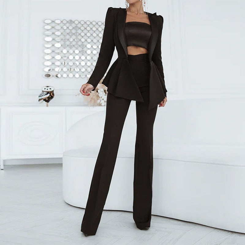 Ensemble Deux Pièces Avec Blazer Et Pantalon Taille Haute Pour Femmes | Idéal Pour Un Usage Quotidien