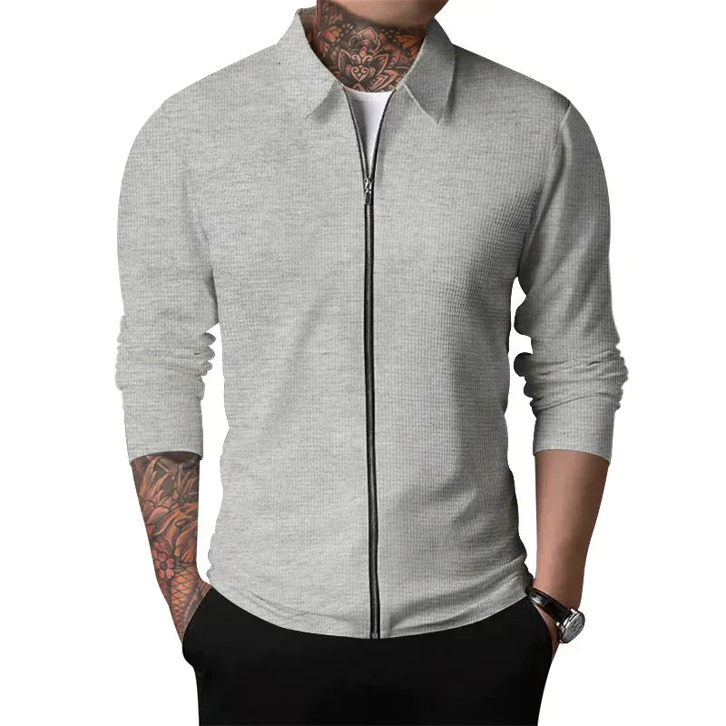 Veste Zippée À Manches Longues Avec Col Structuré Pour Homme | Idéale Pour Un Usage Quotidien Et Professionnel