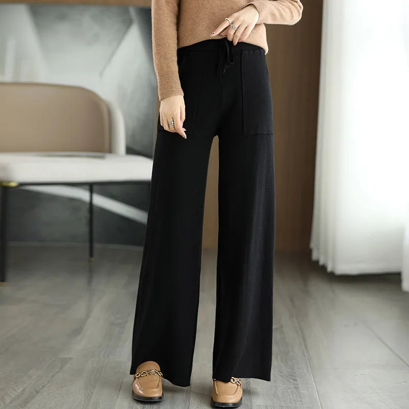 Pantalon Large En Maille Avec Coupe Fluide Pour Femmes | Idéal Pour Usage Quotidien Et Occasions Diverses
