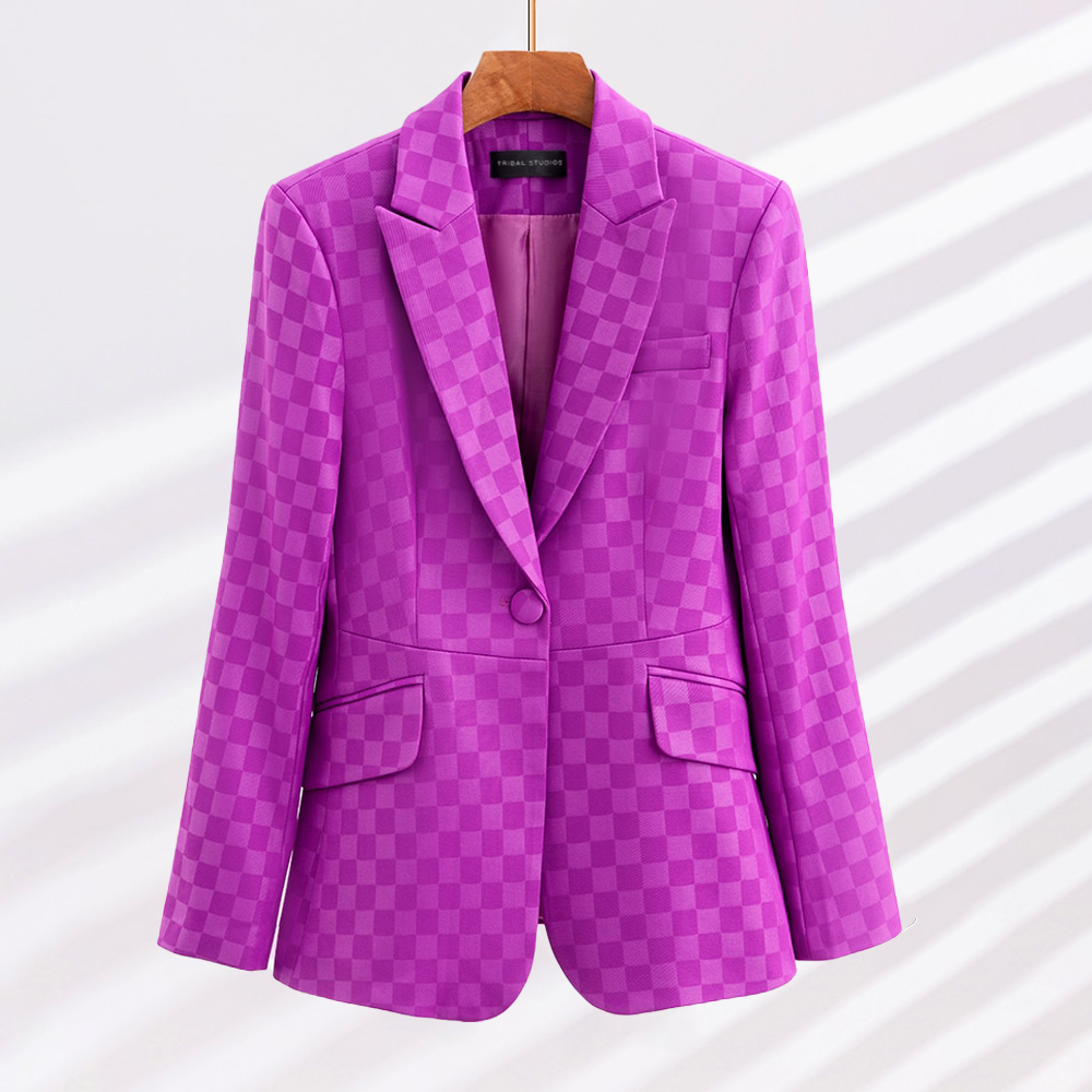 Blazer À Carreaux Avec Coupe Ajustée Pour Femme | Idéal Pour Les Occasions Quotidiennes