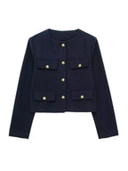 Blazer À Col Rond Avec Coupe Droite Pour Femme | Idéal Pour Le Travail Et Le Quotidien