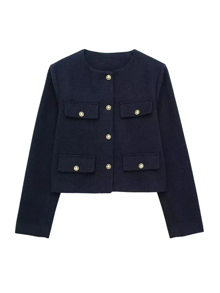 Blazer À Col Rond Avec Coupe Droite Pour Femme | Idéal Pour Le Travail Et Le Quotidien