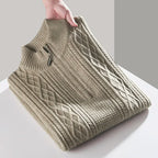 Pull En Maille À Motif Câble Vertical Avec Fermeture Quart De Zip Pour Homme | Idéal Pour Tenue Quotidienne
