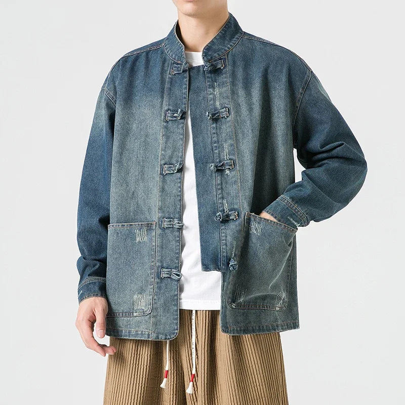 Chemise Boutonnée avec Col Mandarine et Poches Frontales pour Homme | Idéale pour Tenues Quotidiennes