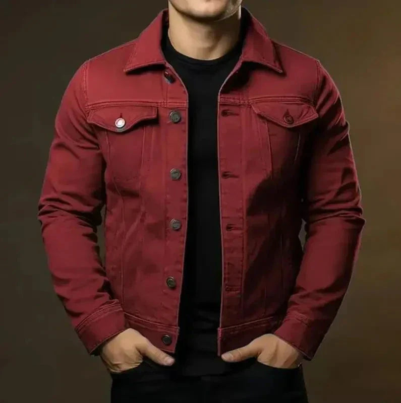Veste en Jean avec Poches et Fermeture à Boutons pour Hommes | Idéale pour le Printemps et l’Automne