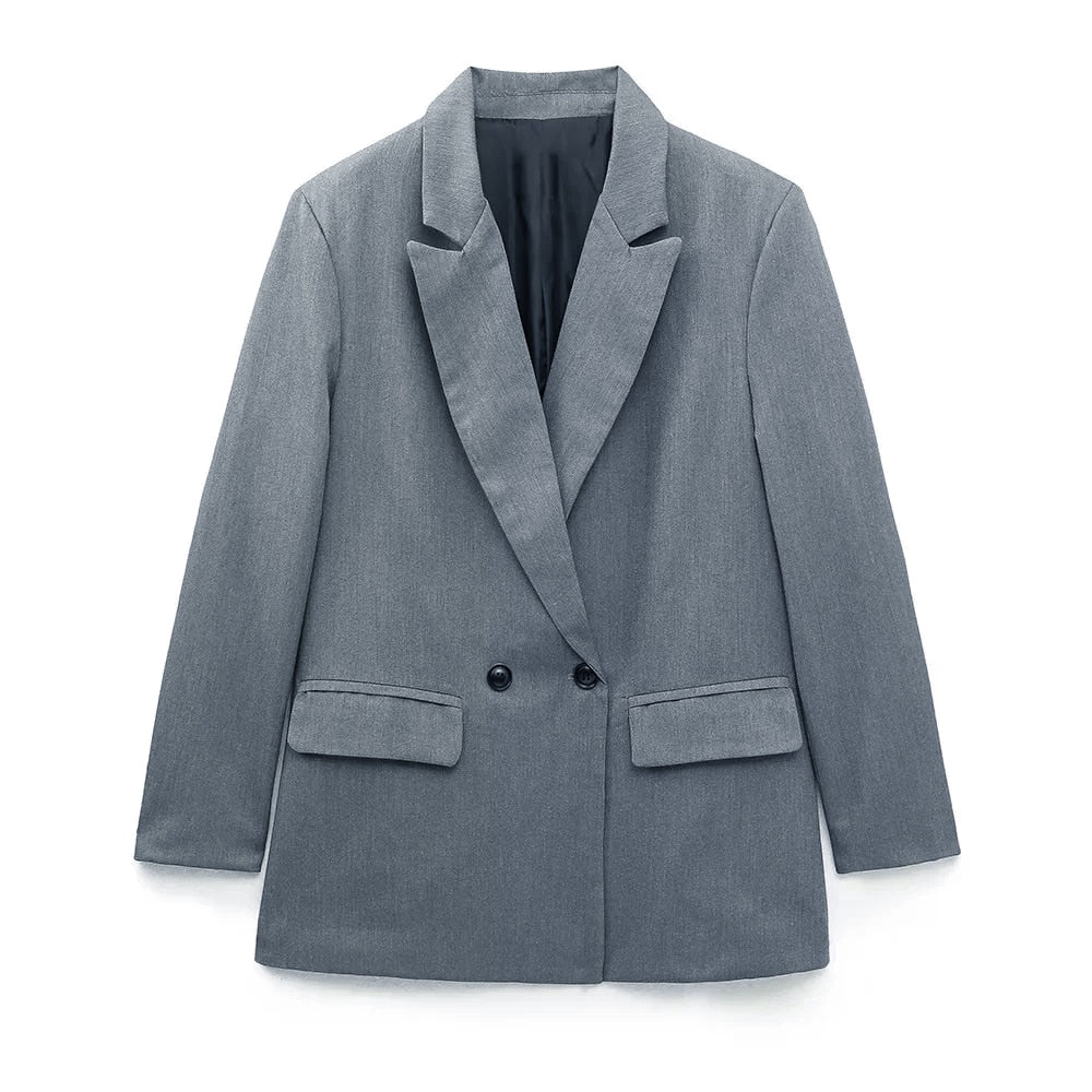 Blazer Croisé Avec Col À Revers Pour Femme | Idéal Pour Le Travail Ou Les Occasions Décontractées